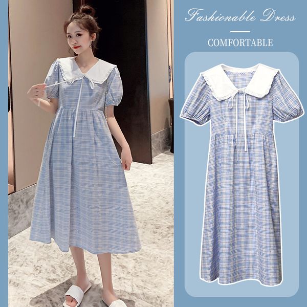 

maternity dresses 5870# clothes summer cotton slimming short sleeve loose stylish striped dress for pregnant women mom, White