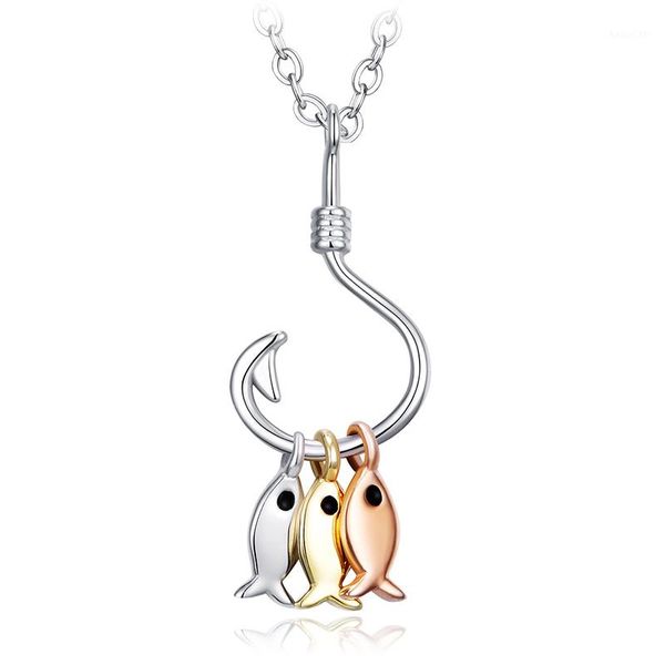 

shineland 3 colors fish pendant necklaces 925 sterling silver necklace fashion jewelry party wedding accessories n401