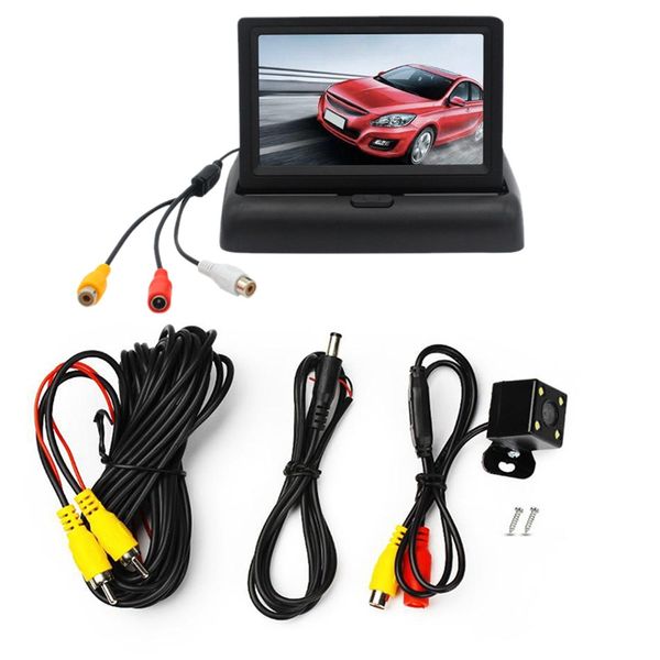 

auto parking assistance new 4led night-vision car ccd rear view camera with 4.3 inch color lcd car video foldable monitor camera