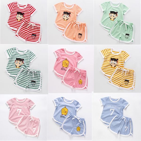

9ysvz t-shirt children's clothing short sleeve pure cotton boy's baby t-shirt shorts two-piece suit girl's summer suit 2020 c