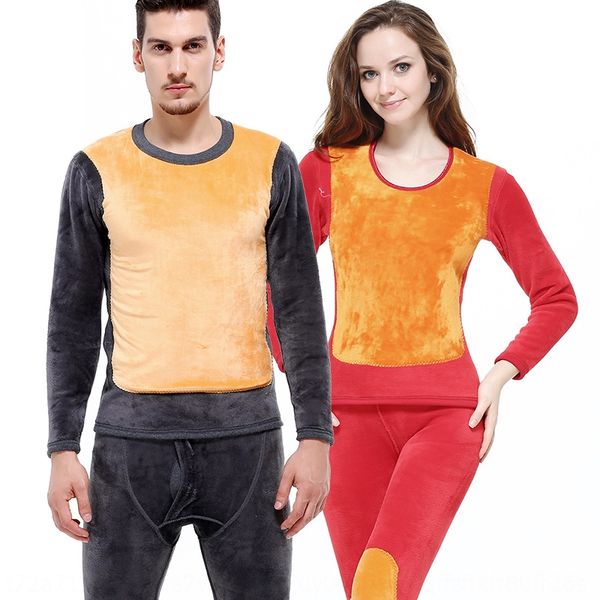 

send parents intimate a thermal plus velvet thickened men's and women's suit thermal underwear underwear, Black;brown