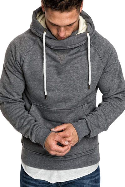 

spring autumn fashion hip hop streetwear mens outerwear hooded collar coats with pockets mens designer hoodies, Black