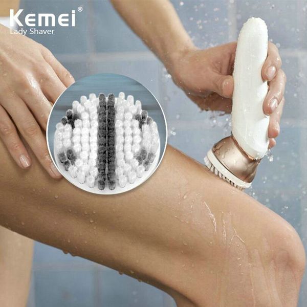 

2016 kemei km 296 4 in 1 multifunctional shaver electric epilator hair removal machine face cleaning brush massager lady shaver set njxsi