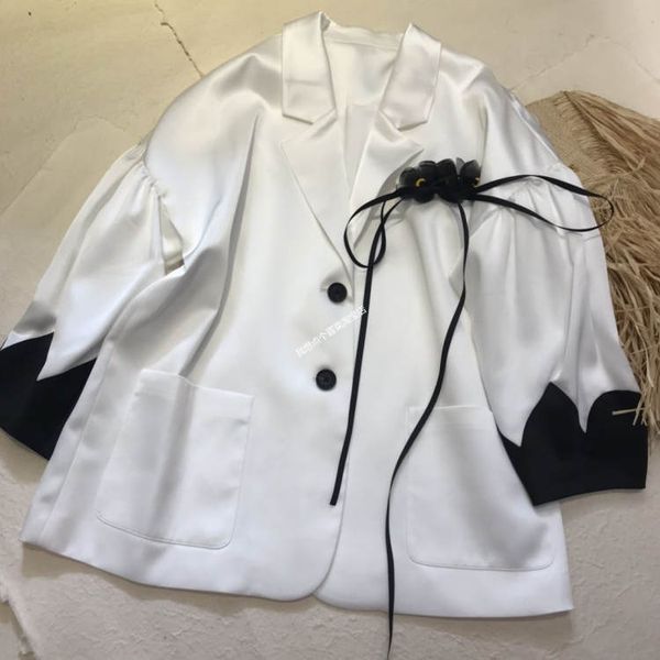 

women's suits & blazers xz700280 2021 early autumn lantern sleeve suit custom acetic acid fabric noble temperament elegant jacket women, White;black