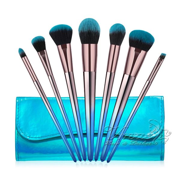 3 cores 7pcs Set pincéis de maquiagem com Ferramentas pu bolsa vendendo quentes escova Kits produtos de alta qualidade profissional Cosméticos