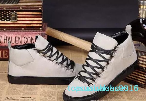 

2019 new brand hiphop casual men sneakers blue genuine leather sheepskin arena lace-up luxury kanye west trainers high l14 c14, Black