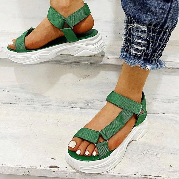 

fashion platform sandals for women summer sport style flat open toe breathable sandals beach shoes, Black