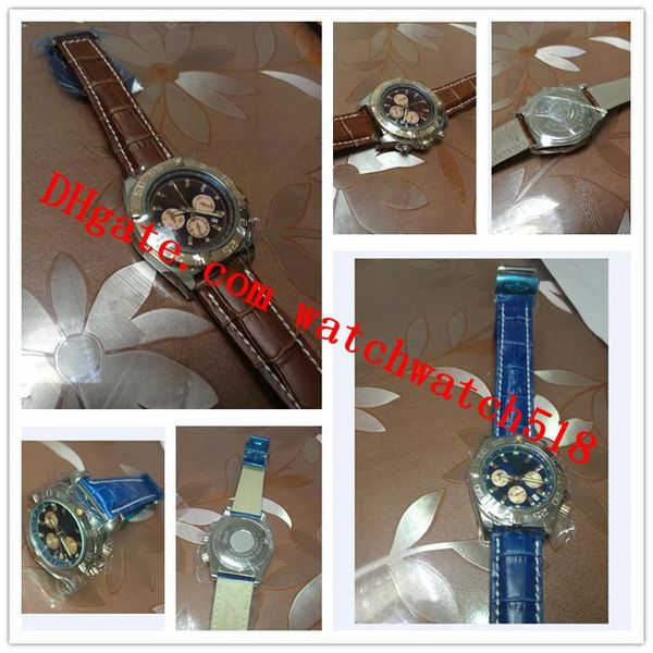 

original box certificate chronography 44mm chronomat rose gold steel perfect dial quartz chronograph working mens watches, Slivery;brown