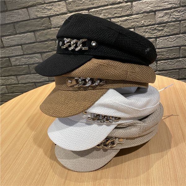 

net red cap beret flat solid color cotton and linen navy cap children korean ins british octagonal beret four seasons, Blue;gray