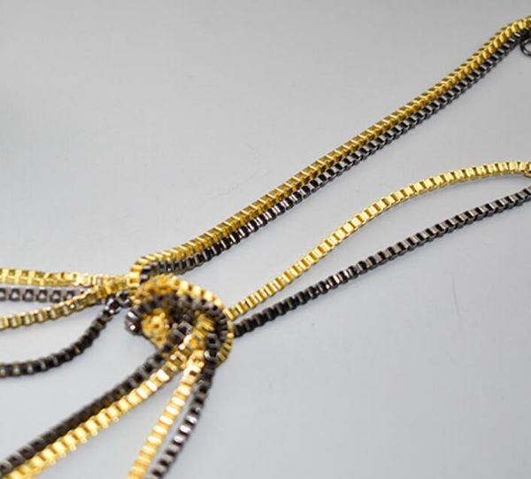 

new fashion venice chain men women necklace gold silvery black k gold 2.5mm box chain necklace 24"/28" for pendants, Silver