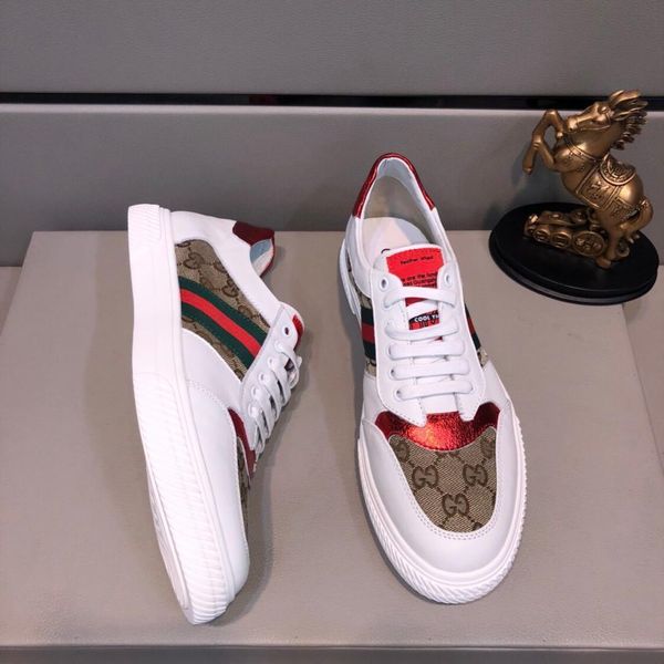 

2019e summer leather printed color matching letters with sneakers, personalized trend men's shoes, original box packaging 38-44111, Black