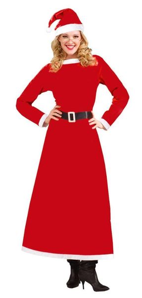

deluxe adults womens santa claus christmas costume red velvet dress santa cosplay xmas outfit fancy dress, Black;red
