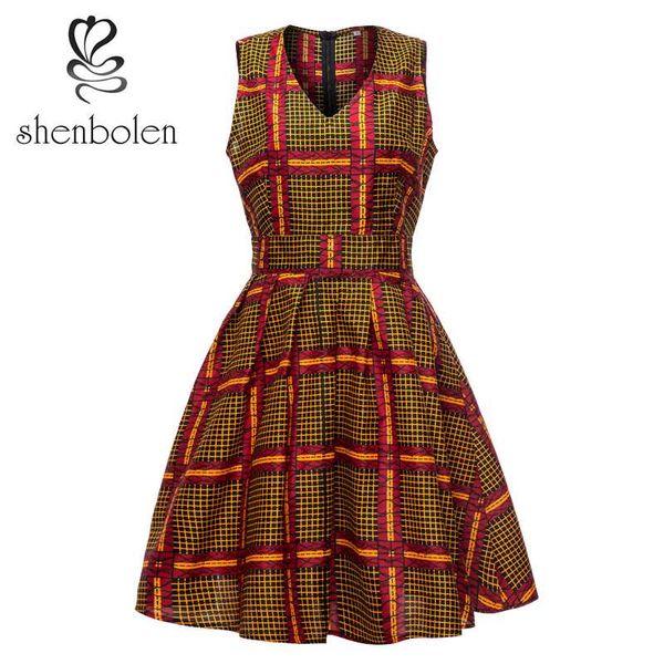 

african dresses for women fashion ankara print clothes sleeveless dress plus size, Red