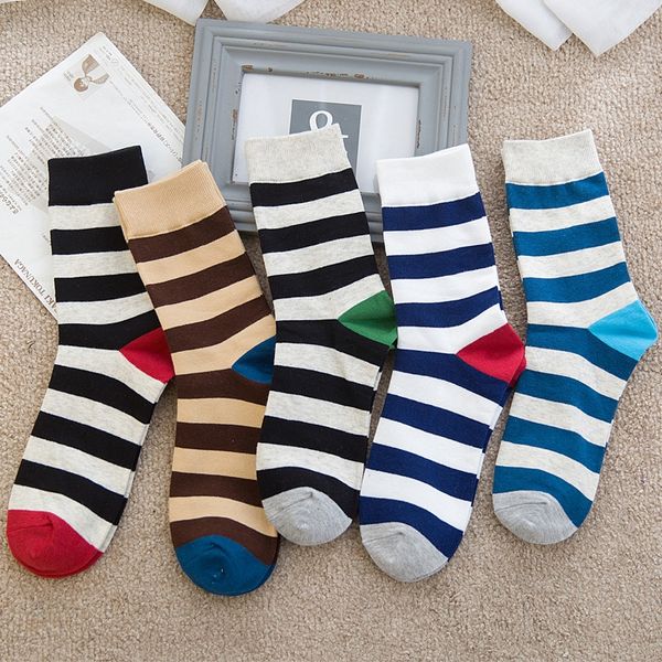 

2019 новый zhongtong полосатые мужские носки и пот поглощающие случайные мужские хлопок модные носки, Pink;yellow