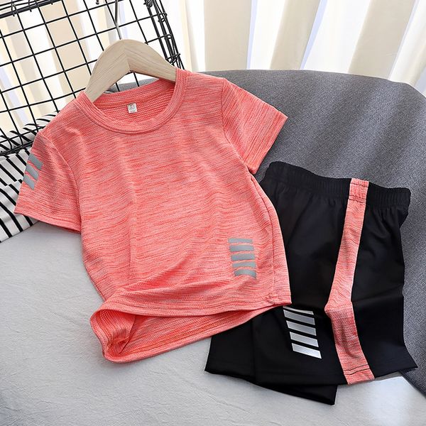 

zn04n boy's sportswear children's thin in the big quick dry short-sleeved two-piece children summer girl sportswear shorts t-shirt
