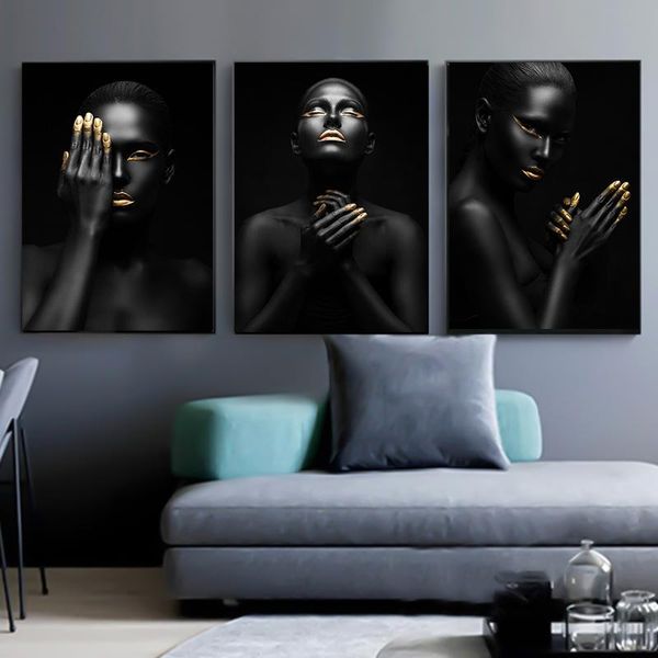 

black scandinavian women paintings on canvas makeup african girls nude posters and print wall art pictures for living room decor