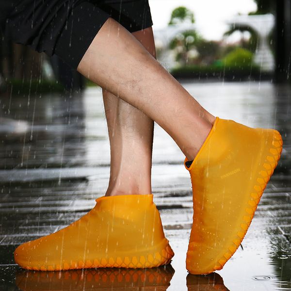 

men women shoes cover waterproof rain boots silicone material outdoor reusable camping non-slip overshoes rain protectors