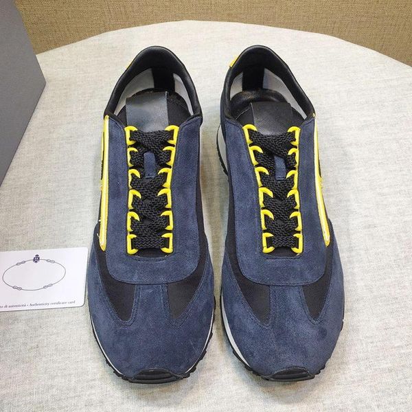 

suede and nylon sneakers men 's shoes breathable autumn and winter luxury footwears outdoor walking shoes type low lace -up men sh, Black