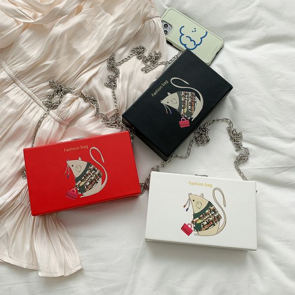

cartoon mouse chains messenger bag for 2020 women box hasp cute crossbody handbag clutch mini flap bolsa mochila sac a min brand