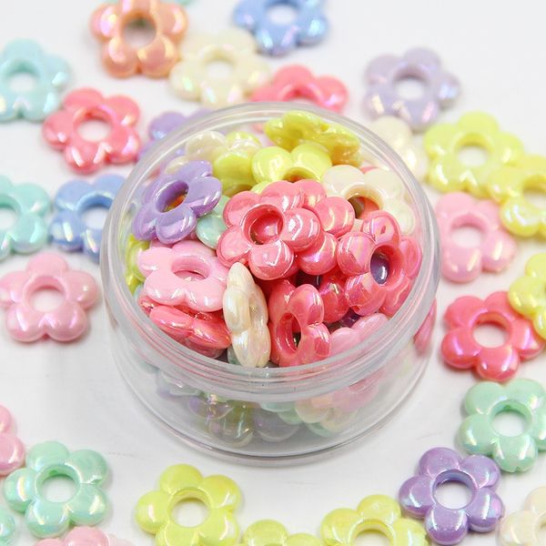 

hollow-out plum blossom diy children beaded material candy diy ab colored loose beads acrylic beads, Slivery;white