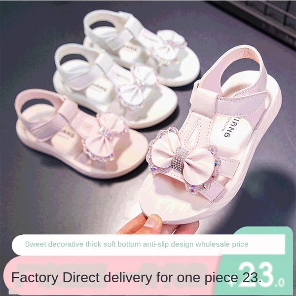 

мода девушка и бабочки сандалии корейский стиль новый лук сандалии средних и крупных детских рыбы рот принцесса обувь, Black;red