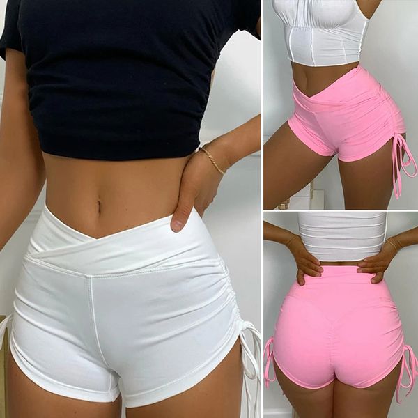 

women's buttocks sports fitness pants shorts home yoga pants, White;red