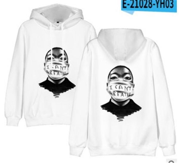

designer hoodies for man i cant breathe letters hooded sweatshirts casual pullover long sleeve hoodies, Black
