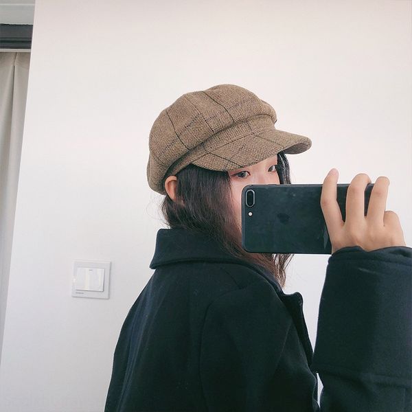 

women's thin british painter's beret octagonal korean all-match quarterly children's hat beret painter's hat, Blue;gray