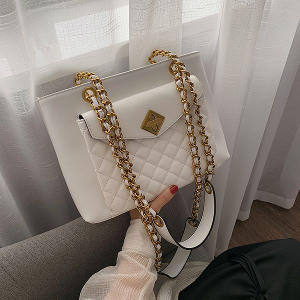 

elegant female casual tote bag 2020 fashion new quality pu leather women's designer handbag lingge chain shoulder messenger bag