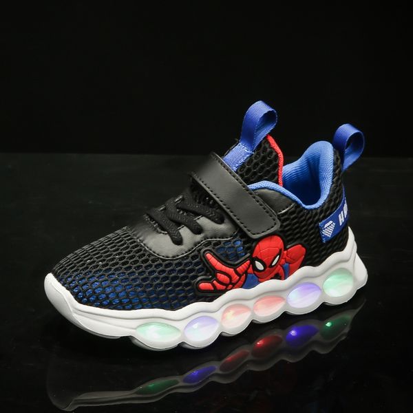 

boys sneakers children's ' lighting new hollowed-out boys' comfortable sports kids' flashing children's shoes babie, Black