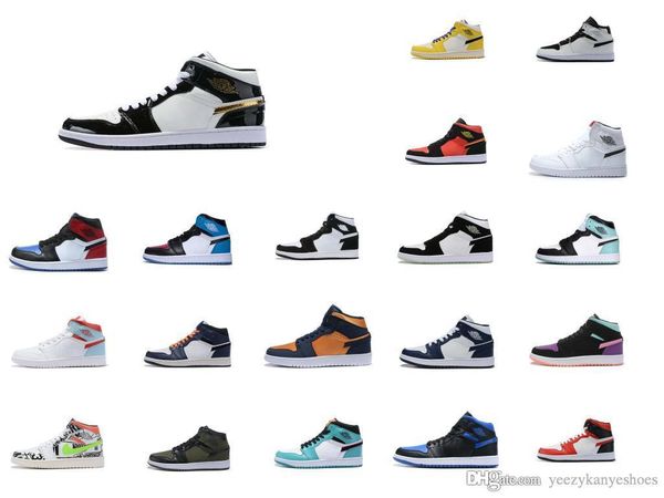 

snakeaskin jordan retro 1 yellow men basketball shoes trainers 1s og game royal blue white black mens sports shoes 7414