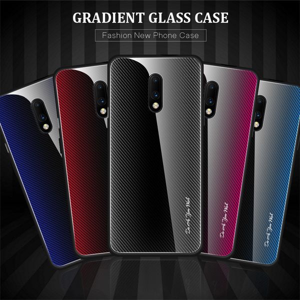 

fashion glass phone cases for oneplus 7 pro 7t pro gradient color shockproof shell