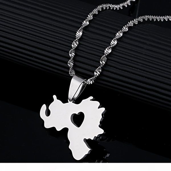 

e small size stainless steel venezuela map pendant necklace for women gold color venezuela heart jewelry venezuelans items, Silver