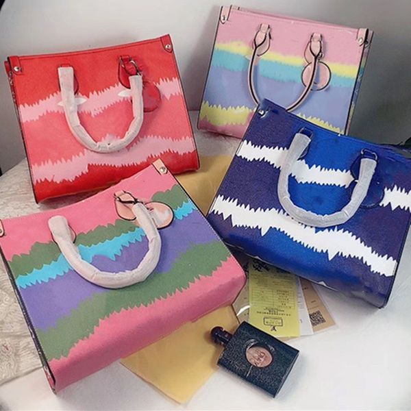 

women brand shoulder bags tote bag pu leather handbags gradient fashion large capacity magic shopping luxury travel bags female purse 0181