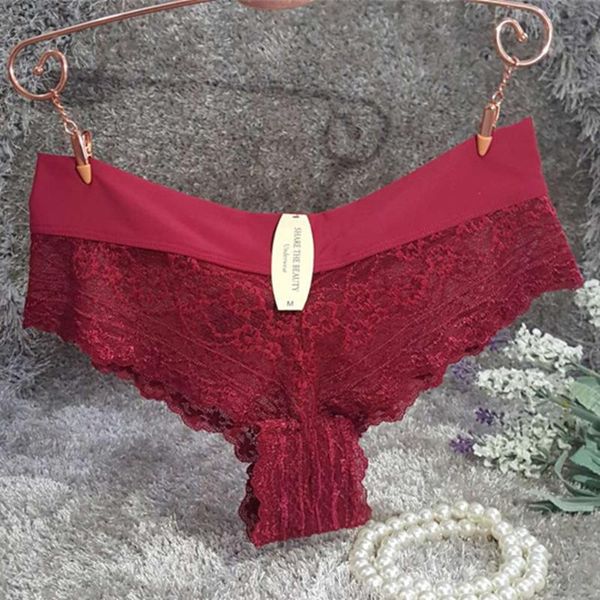 

summer new temptation panties ladies lace transparent thong briefs, Black;pink