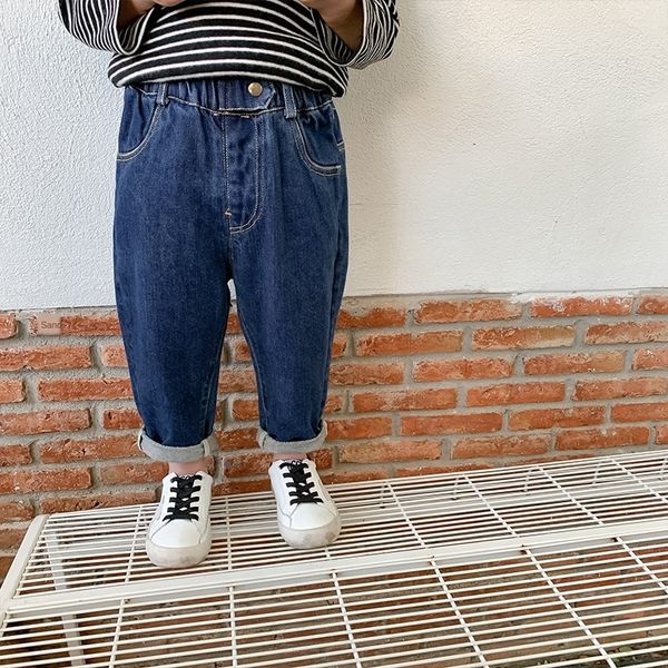 

aoaokids носить джинсы осень новый корейский стиль ребенка случайные свободные маленькие джинсы брюки детская panty детские брюки модный, Blue