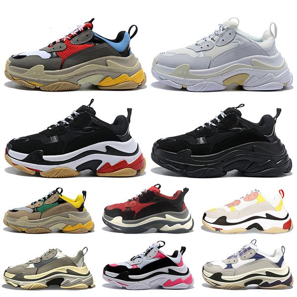 

2020 triple s mens womens designer casual shoes 2020 fashion paris 17fw vintage dad shoes étoile tripler platform sneakers, Black