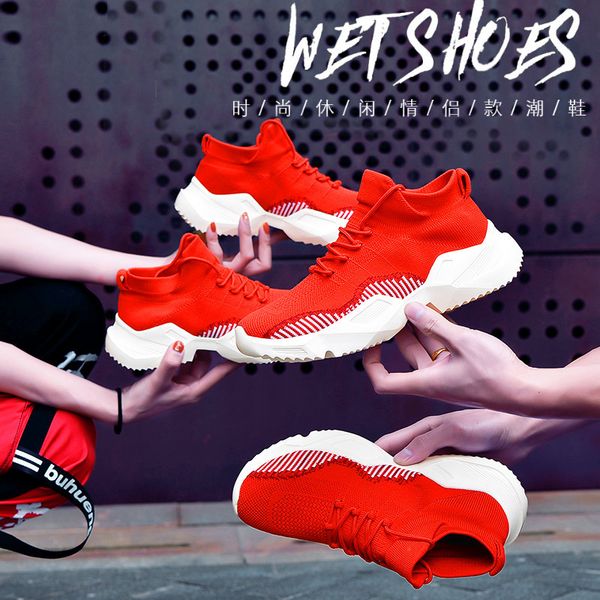 

couple version of the perfect casual shoes women's vulcanized shoes high elastic socks shoes fashion wild models 36-46
