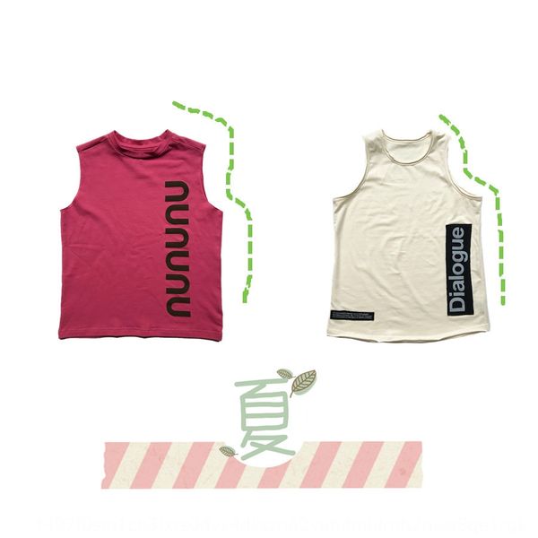 

midsummer 2020 neutral cool t-shirt vest cotton vest for middle and large children rose pink sleeveless t-shirt thin, Blue