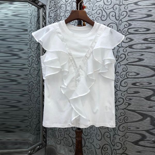 

ws7568 fashion women & tees 2020 runway luxury european design party style t-shirts women's clothing, White