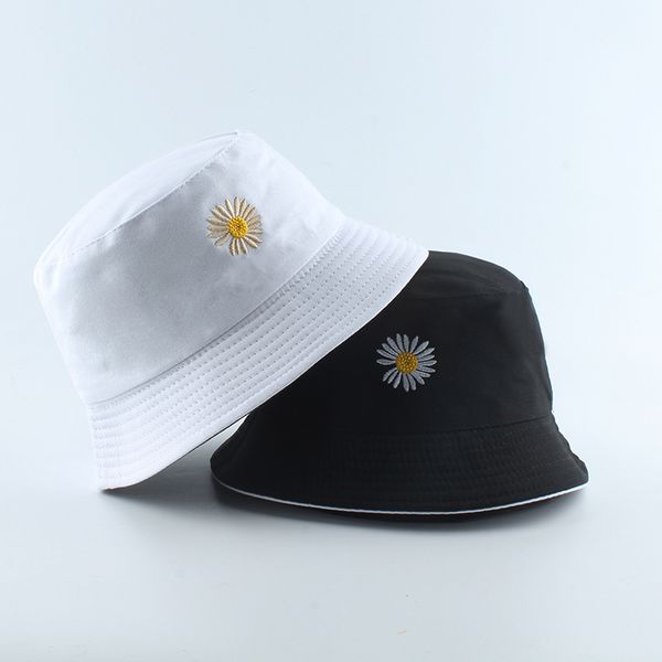 

designer hat summer bucket hat women cotton fashion sun cap girls reversible daisy bob sun femme floral panama hat high quality, Blue;gray