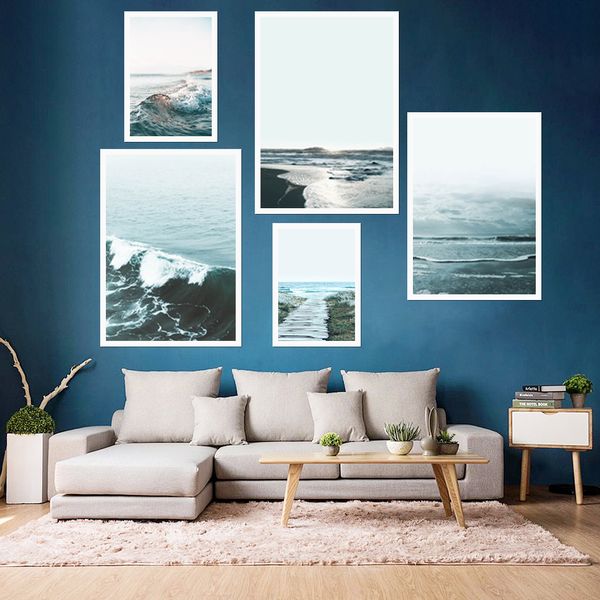 

nordic decoration sea beach ocean waves poster and print wall art picture canvas painting modern scandinavian home room decor