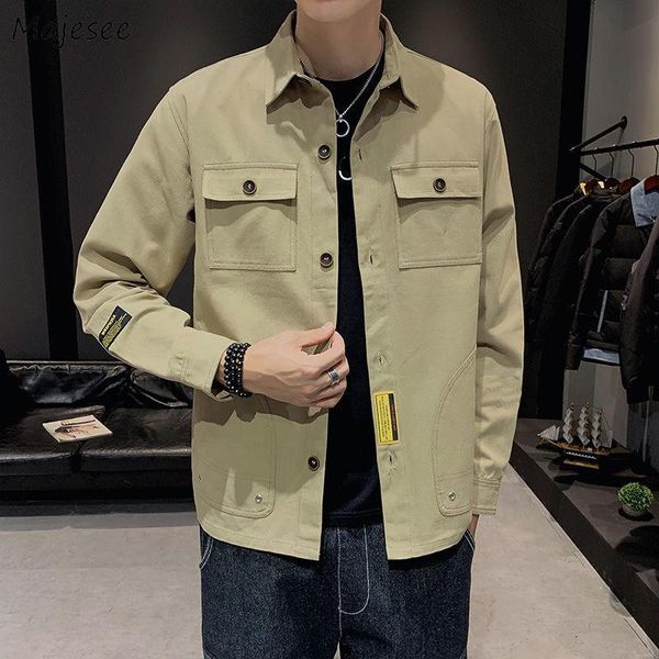 

men jackets solid safari style retro spring simple all-match trendy chic casual korean vintage male coats loose soft new ulzzang, Black;brown