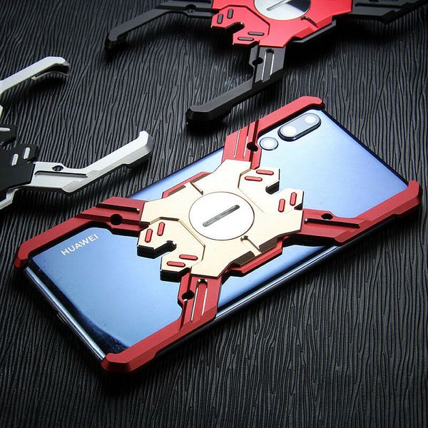 

for huawei p20 p30 pro luxury sipder iron bat armor aluminum metal bumper frame case stand cover coque etuis handy hulle