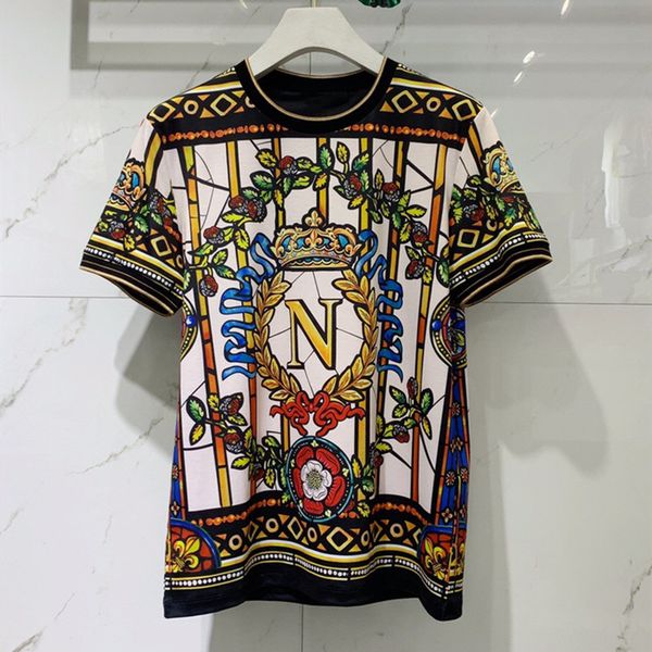 

verdejuliay runway fashion women tees 2020 summer t-shirts women/men flower print loose casual plus size t-shirts, White