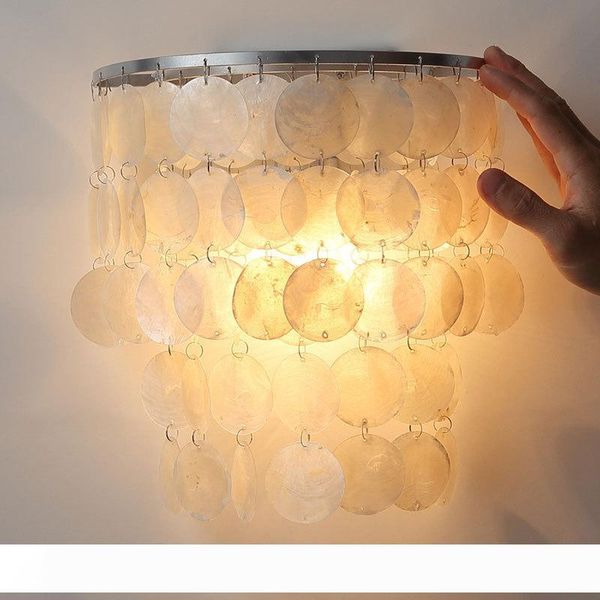 

Modern Natural Shell Wall Lamp E27 LED wall Sconces bedroom bedside dining room balcony home decoration wall Lighting Fixture