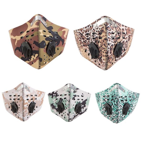 

new camouflage face mask camo mouth cover anti-bacterial dustproof washable reusable outdoor removable activated carbon mask dhl free