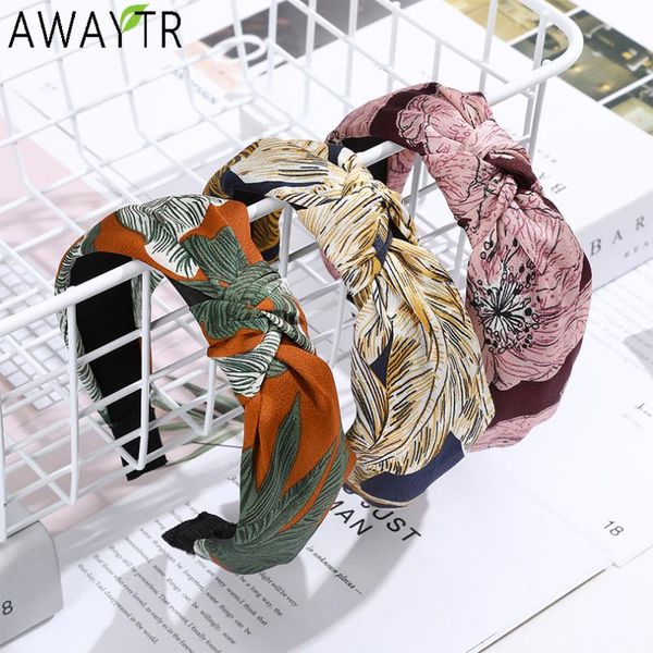 

awaytr bohemia retro print headband for women korean style hair hoop knotted headwear wide hairband hair accessories headdress