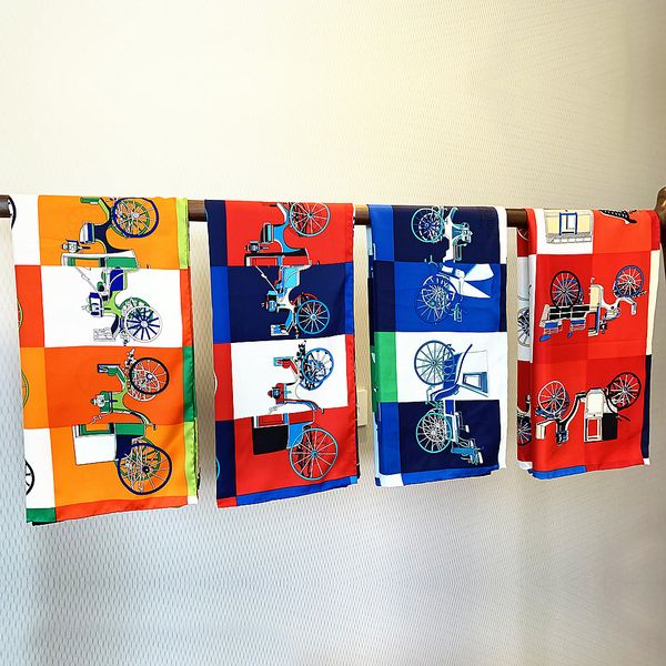 

рука проката 100% silk квадратный шарф женщин 90 90 сатин платки carriage печати vintage head neck платки платок женский foulard femme дамы, Blue;gray