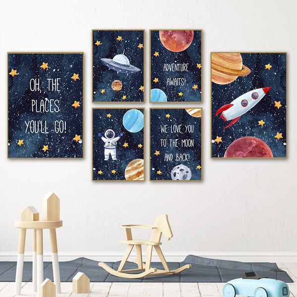 

детский плакат starry sky wall art холст картина питомник love quotes печать nordic kid спальня spaceman украшение изображение